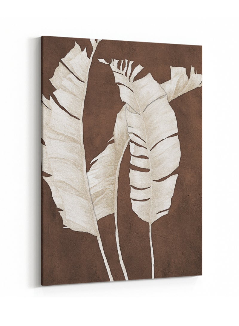 LOWHA Framed Canvas Wall Art Stretched Over Wooden Frame, Tropical Leaves Abstract Painting - Image 4