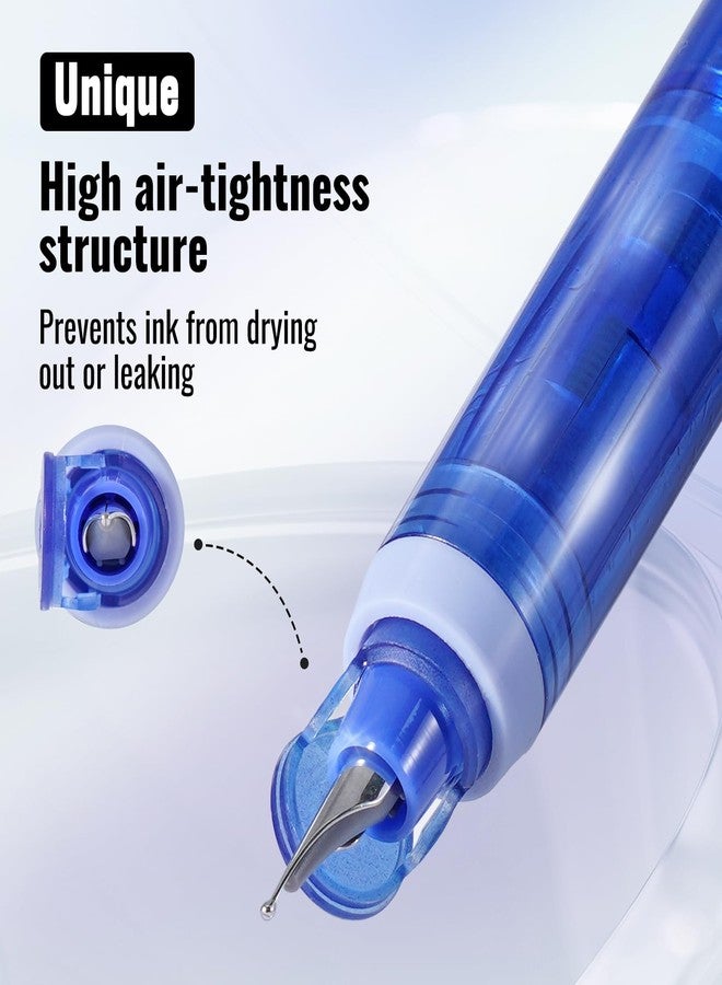 WRITECH قلم حبر سائل قابل للسحب من WRITECH Clictek: حبر أزرق، سن متوسط، جسم شفاف، طقم هدايا يتضمن 5 خراطيش حبر لكتابة سلسة بدون تسريب - Image 4