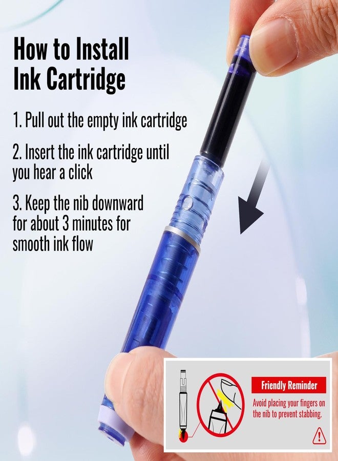 WRITECH قلم حبر سائل قابل للسحب من WRITECH Clictek: حبر أزرق، سن متوسط، جسم شفاف، طقم هدايا يتضمن 5 خراطيش حبر لكتابة سلسة بدون تسريب - Image 2