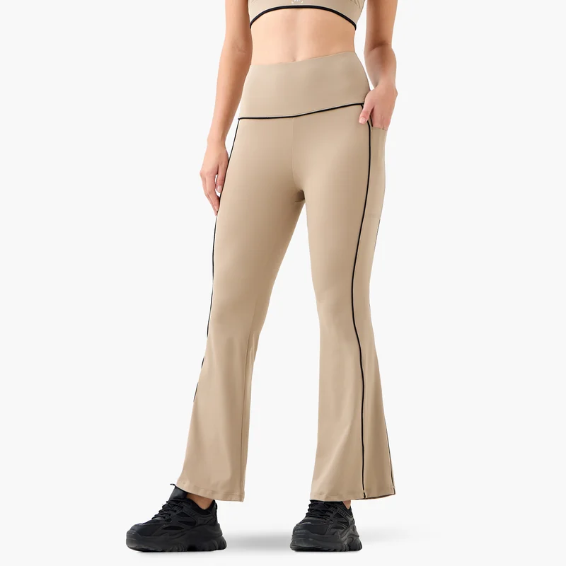 ADOT by Splash Flared Leggings with Contrast Piping Detail