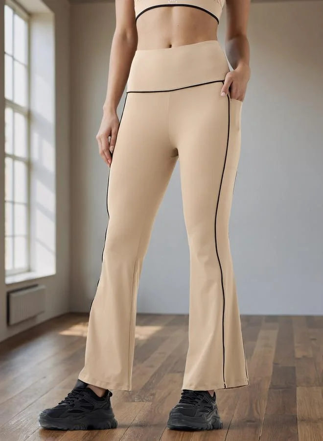 ADOT by Splash Flared Leggings with Contrast Piping Detail