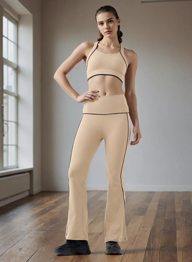 ADOT by Splash Flared Leggings with Contrast Piping Detail
