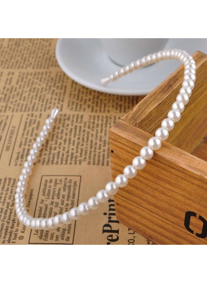 Aysekone - 2 Pack Simple Design Imitation Pearl Headband Lady Full Pearl Bead Fashion Stylish Headband Wedding Party Bridal Hair Hoop - Image 1