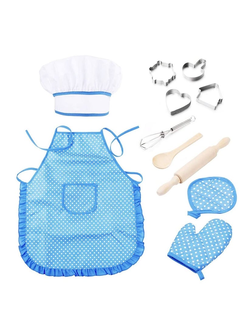 Y&D Chef Set for Kids 11PCS Cooking Play kitchen Role and Baking Hat Mitt Utensil Toddler Dress Up Costume Career Boys Ages 3+  - Image 1