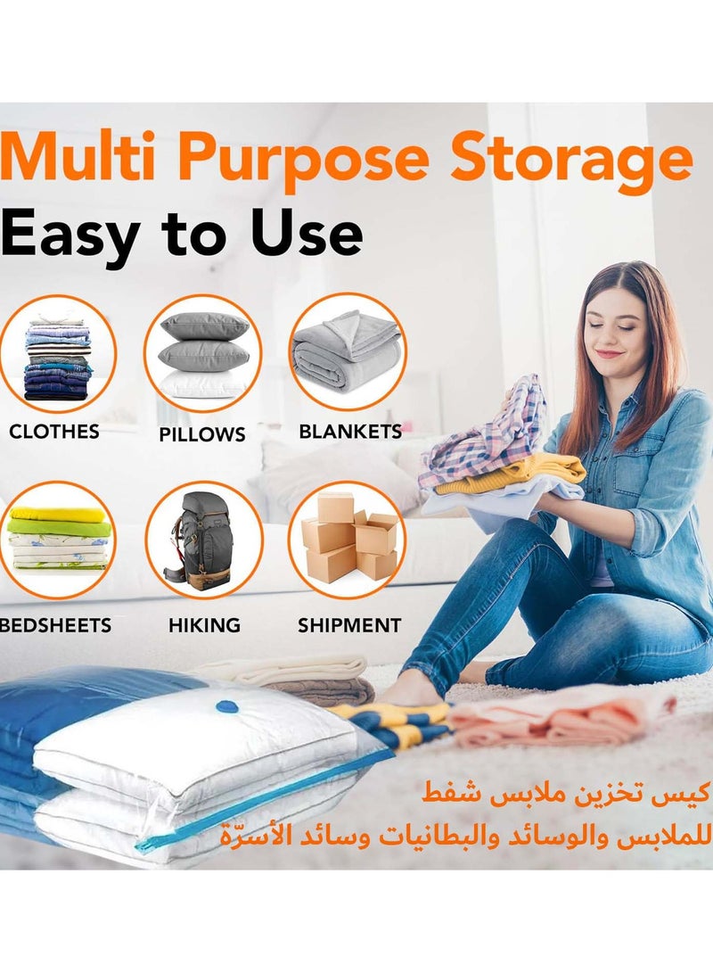 YIM-VIBEHAUS Plastic Vacuum Seal Bag Vacuum Storage Bags with Pump Electric, 6 Pack (2 Jumbo, 2 Large, 2 Medium) Vacuum Seal Storage Bags, Reusable Vacuum Bags for clothes, Mattress, Blanket, Duvets, Pillows, Comforters, Quilt, Travel - Image 5