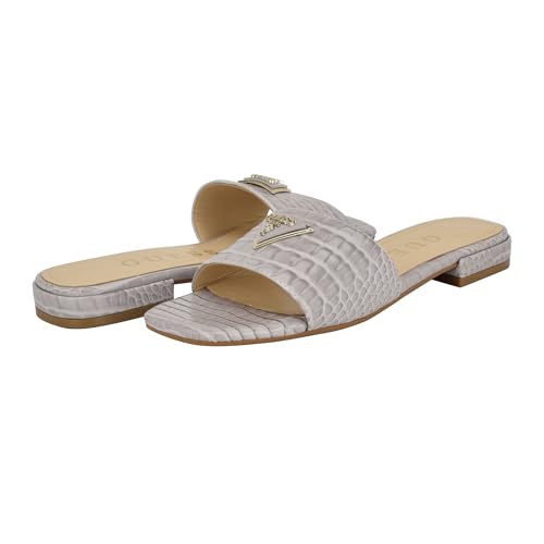 Guess Women's TAMSEA Flat Sandal, Light Grey Croco 050, 10 - Image 2