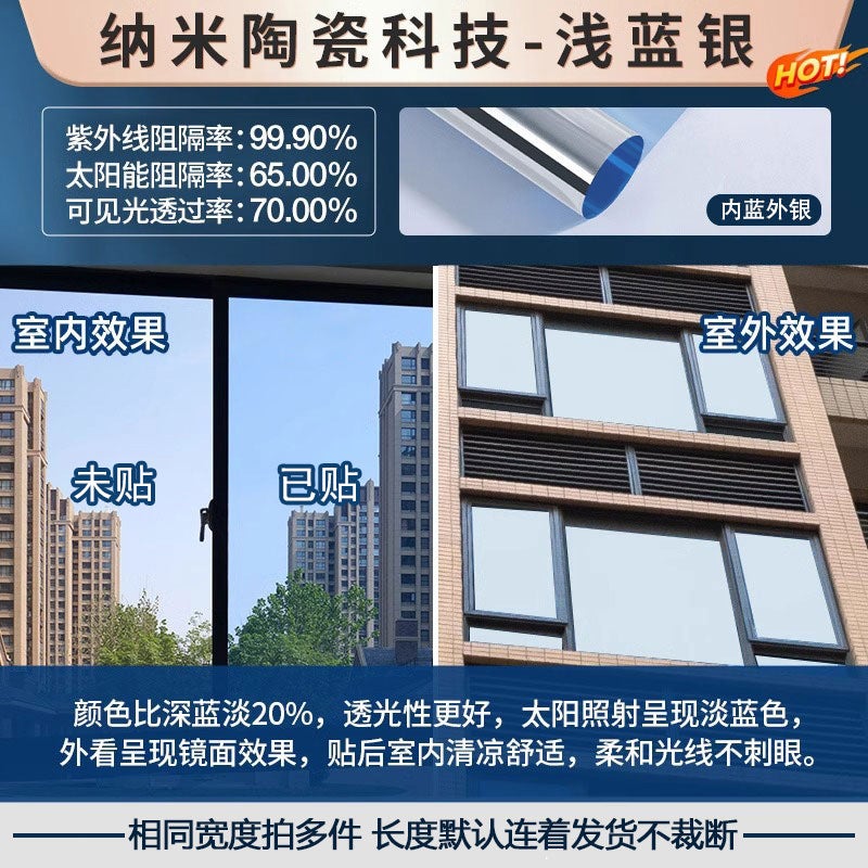 One-Way Perspective Insulation Film Balcony Blackout Sunscreen Glass Film Living Room Window Glass Sticker Home Sunshade - Image 1