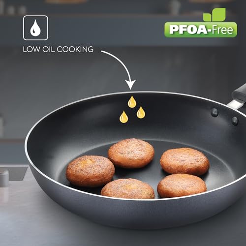 Judge By Prestige 28Cm (2.8L) Everyday Non-Stick Fry Pan (Aluminium) |Low Oil Cooking | Easy to Clean |Cool Touch Handle, Black - Image 3