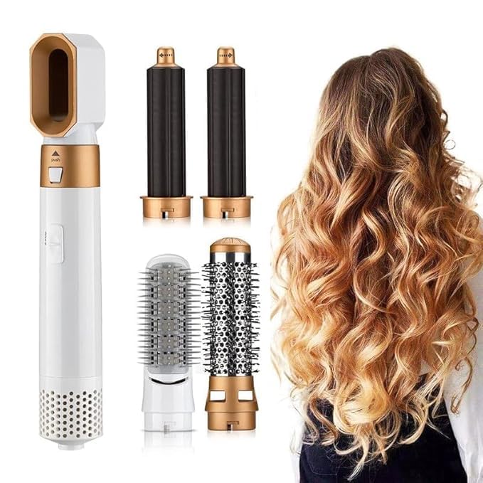 Tech King Techking 15 YEARS WARRANTY 5-in-1 Hair Styler & Hot Air Brush – Airwrap Styler with Negative Ion Technology, Adjustable Heat & Speed Settings for Straightening, Curling, and Volumizing - BROWN - Image 4