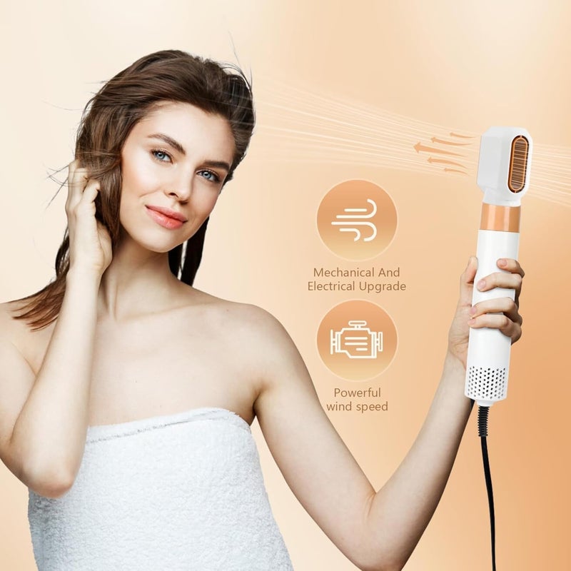 Tech King Techking 15 YEARS WARRANTY 5-in-1 Hair Styler & Hot Air Brush – Airwrap Styler with Negative Ion Technology, Adjustable Heat & Speed Settings for Straightening, Curling, and Volumizing - BROWN - Image 5