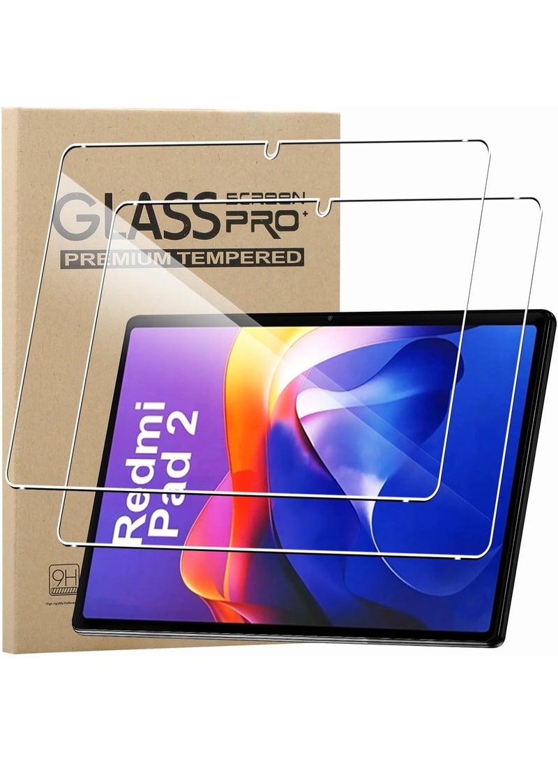 [2-Pack] Tempered Screen Protector for Redmi Pad 2, 9H Hardness Glass, Complete Protection Glass Film, Anti-Scratch, Easy to Install, Bubble Free compatible for Redmi Pad 2 - Image 1