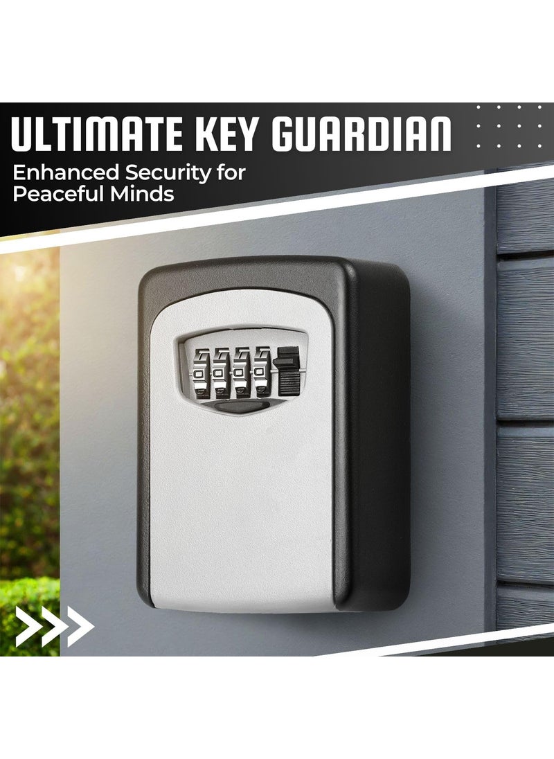 Flexzion Flexzion Key Lock Box Key Storage Safe Box Cabinets Wall Mounted 4 Digit Combination Lock Security Key Holder Code Storage Case Cipher Lock Box for House Indoors Outdoors Weather Rust Resistant  - Image 2
