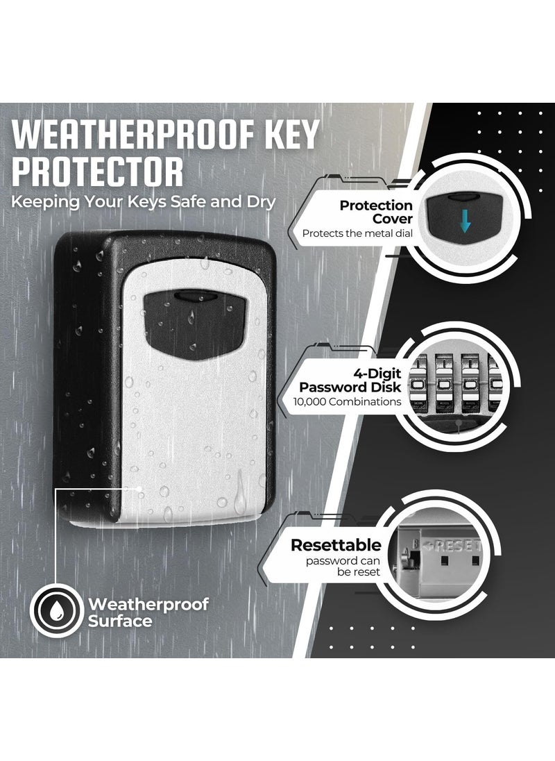 Flexzion Flexzion Key Lock Box Key Storage Safe Box Cabinets Wall Mounted 4 Digit Combination Lock Security Key Holder Code Storage Case Cipher Lock Box for House Indoors Outdoors Weather Rust Resistant  - Image 4