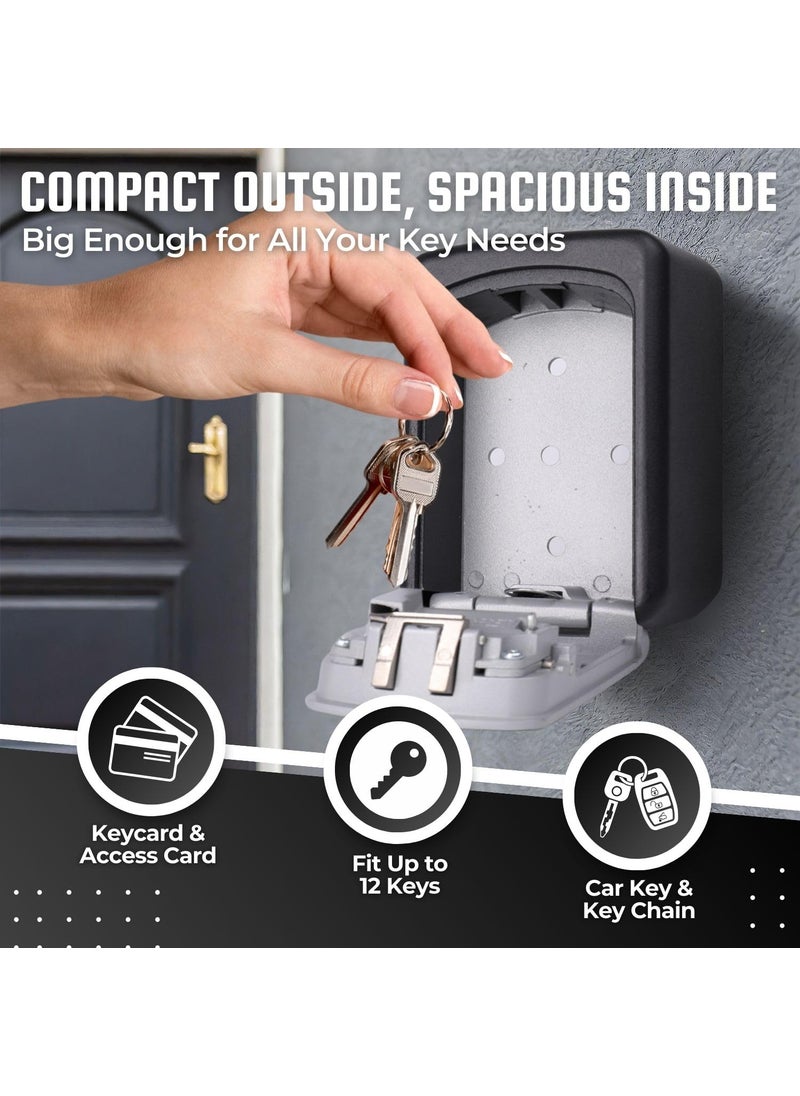 Flexzion Flexzion Key Lock Box Key Storage Safe Box Cabinets Wall Mounted 4 Digit Combination Lock Security Key Holder Code Storage Case Cipher Lock Box for House Indoors Outdoors Weather Rust Resistant  - Image 5