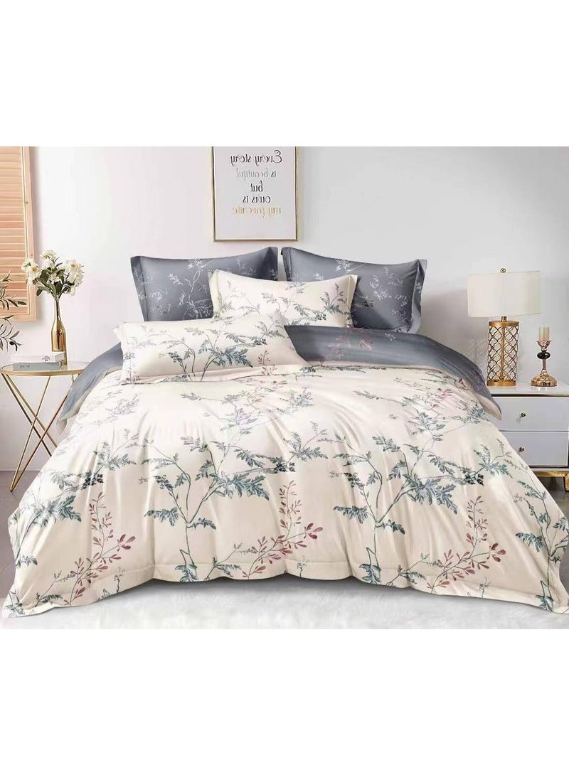 طقم سرير ملكي فاخر (6 قطع) – غطاء لحاف ناعم وقابل للتنفس 220x240 سم من القطن