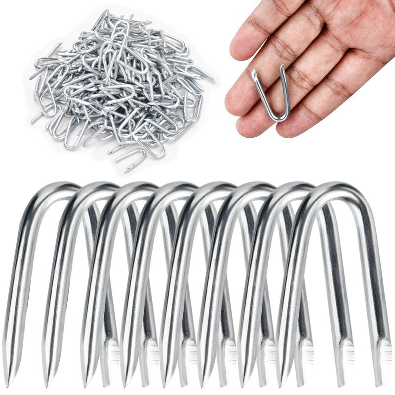 AccEncyc Wire Staples 80Pcs Steel Fence Staple Nails U Shaped Nails 1-1/4'' U Staples for Fencing, Wire Mesh (80Pcs) - Image 1