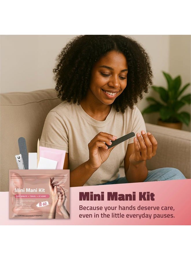 pH Advantage Mini Mani Kit – Disposable Manicure Set with Nail Clipper, File, Buffer, Cuticle Stick & Polish Remover Pad – Compact One-Time Use Nail Care Kit for Travel, Purse, Desk, or Car (Pink) - Image 4