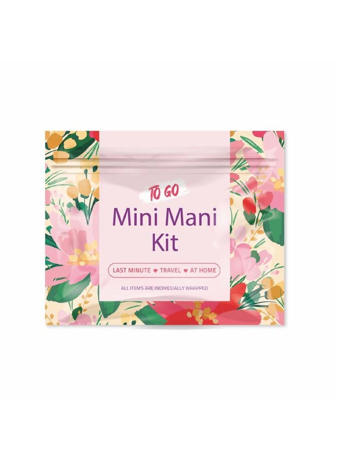 pH Advantage Mini Mani Kit – Disposable Manicure Set with Nail Clipper, File, Buffer, Cuticle Stick & Polish Remover Pad – Compact One-Time Use Nail Care Kit for Travel, Purse, Desk, or Car (Pink) - Image 1