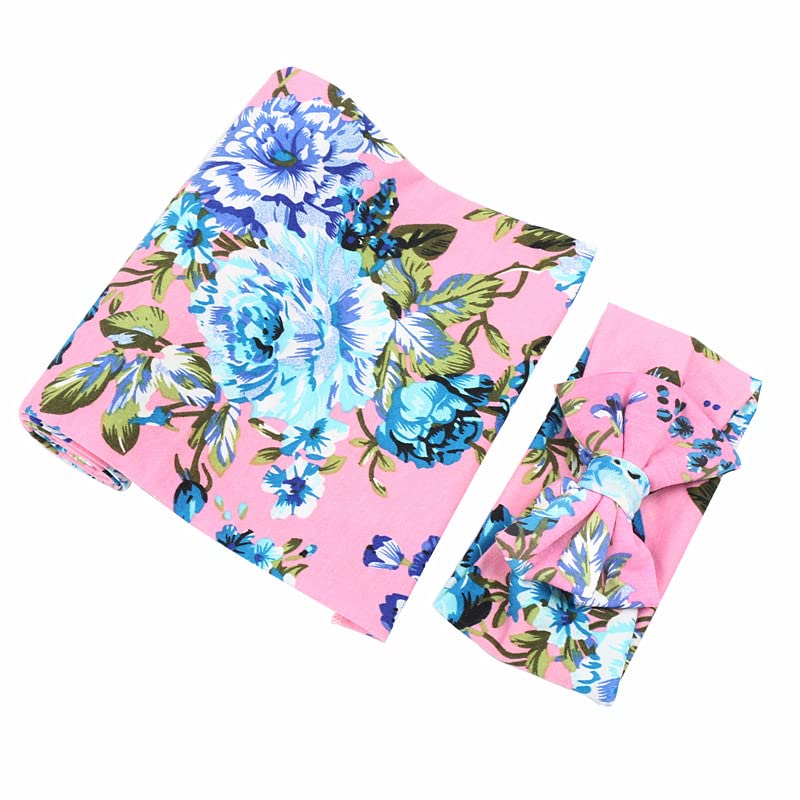 Galabloomer Newborn Swaddle Blanket with Headband Set Baby Girl Receiving Blanket - Image 3