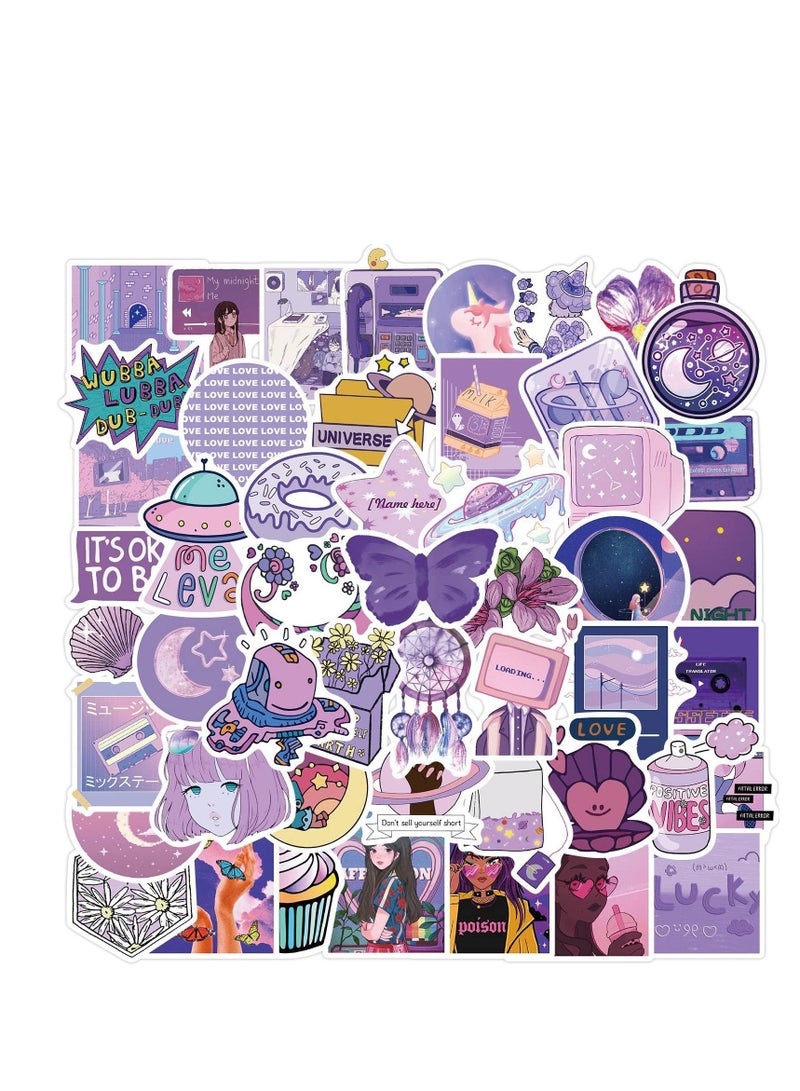 KASTWAVE Cute Purple Stickers, Kawaii Waterproof Stickers Funny Aesthetic Stickers Water Bottles Laptop Stocking Stuffer Sticker Packs Purple Stickers Laptop Computer Stickers for Kids Teens Girls (100 Pcs) - Image 1