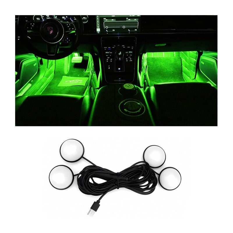BESULEN Car Interior LED Lights Automotive Ambient Neon Light Kit with USB Port Car Accessories Gifts for Men and Women 4 in 1 Decoration Lights for Car Garden Home PartyGreen - Image 3