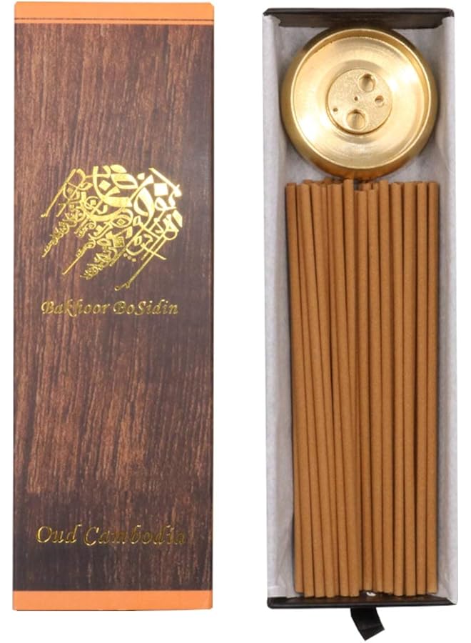 إيروريكس أعواد بخور خشب العود برائحة كمبودية 3 مم مع مبخرة نحاسية A79 1 - Image 1