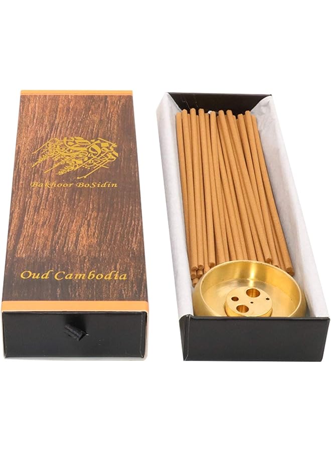 إيروريكس أعواد بخور خشب العود برائحة كمبودية 3 مم مع مبخرة نحاسية A79 1 - Image 2