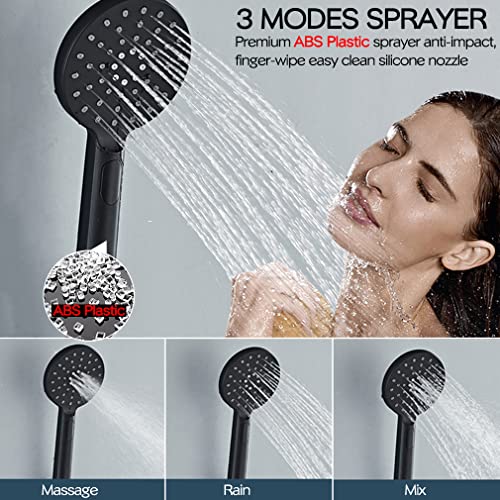 KAPHOME Matte Black Wall Mount Bathtub Faucet with Hand Shower,Tub Shower Faucet with Lengthened Folding Spout,KHSB05U - Image 3