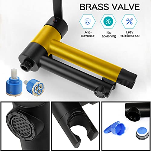 KAPHOME Matte Black Wall Mount Bathtub Faucet with Hand Shower,Tub Shower Faucet with Lengthened Folding Spout,KHSB05U - Image 5