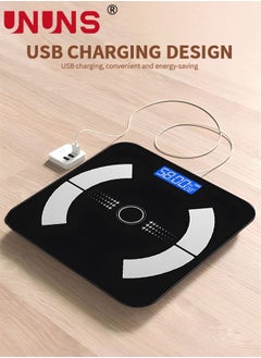 UNUNS Smart Scale For Body Weight,Bluetooth Scale,Weight Scales,Body Fat Scale,Digital Bathroom Scale With LED Display,Rechargeable Weighing Scale,Body Composition Analyzer Scale,Up To 180Kg,Black  - Image 5