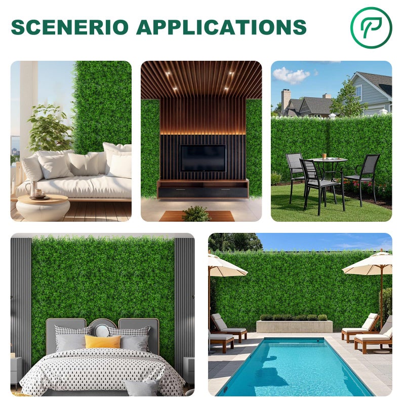 Yangrass Grass Wall Panels, 40"x120" (33.33 sqft) Artificial Boxwood Hedge Roll Privacy Screen, Green Wall Decor with UV Protection, Greenery Backdrop for Garden Indoor Outdoor Decor - Image 5