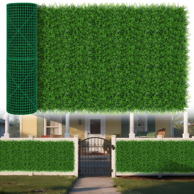 Yangrass Grass Wall Panels, 40"x120" (33.33 sqft) Artificial Boxwood Hedge Roll Privacy Screen, Green Wall Decor with UV Protection, Greenery Backdrop for Garden Indoor Outdoor Decor - Image 1