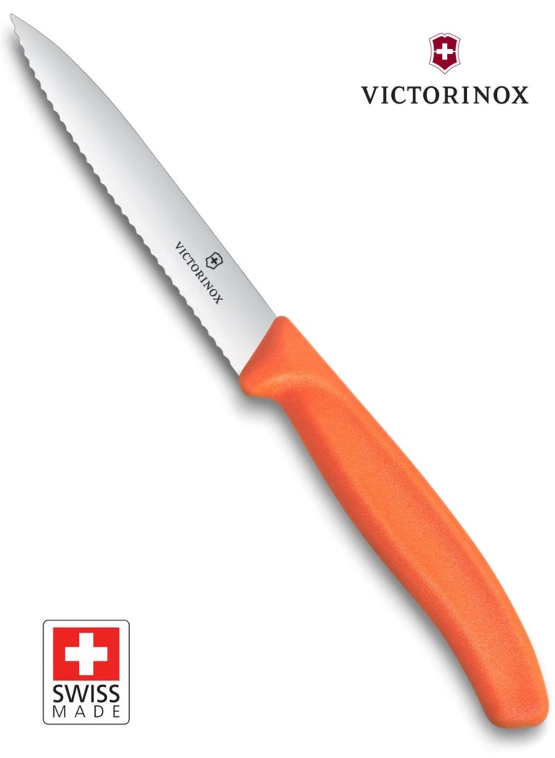 Victorinox Swiss Classic Paring Knife 10 cm, Wavy Edge, Orange