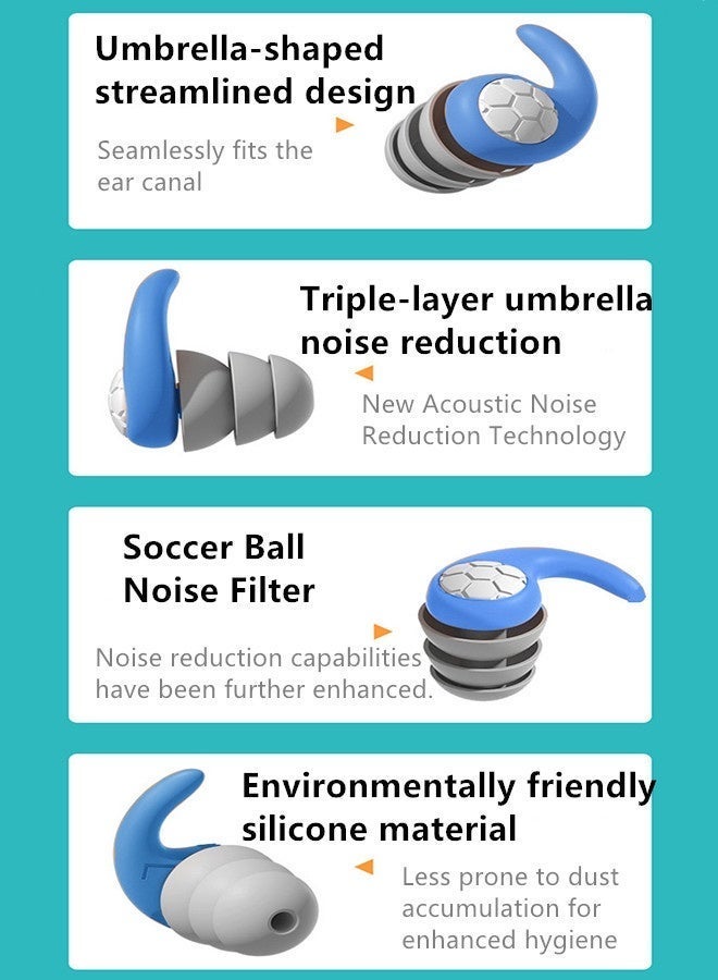 Soundproof Sleep Earplugs, Noise Canceling Ear Plugs, Waterproof Reusable,Swimming Earplugs,  Portable,Earplugs for Sleeping Noise Cancelling Ear Plugs for Kids & Adult Reusable Noise Reduction Ear Plugs Ear Protection Sleep Ear Plugs for Sleeping Snoring Work Swimming Travel Studying Concerts-Blue - Image 4