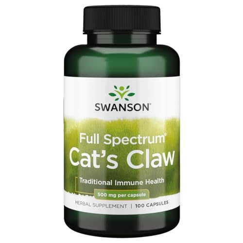 Swanson FullSpectrum Cats Claw  Herbal Supplement Promoting Digestive Health  Immune System Support  Natural Formula Supporting Joint Health  100 Capsules 500mg Each - Image 1