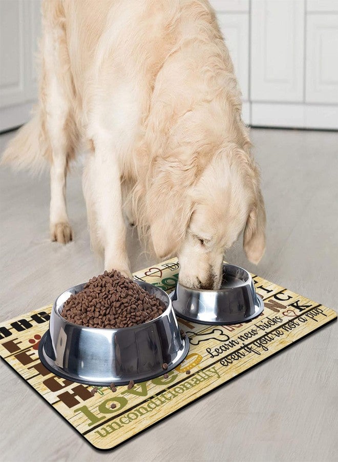 QXWREL Dog Food Mat for Floors, Absorbent and Quick-Drying Pet Cat Food Mat,Anti-Fouling and Easy-to-Clean Pet Feeding Mat,Dog Bowl Mats for Messy Drinking Water Bowls.12x20inch Dog Rules - Image 2