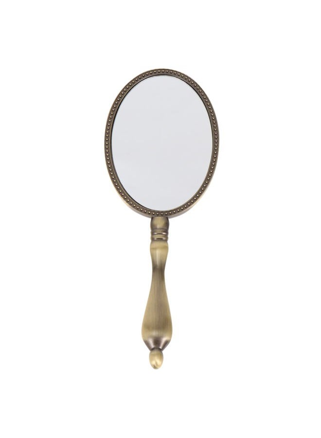 Beaupretty Vintage Handheld Mirror Vanity Hand Mirror Metal Handle Mirror Portable Mirror with Handle for Travel Bathroom Desk Makeup Beauty Grooming Shaving Mirror - Image 1