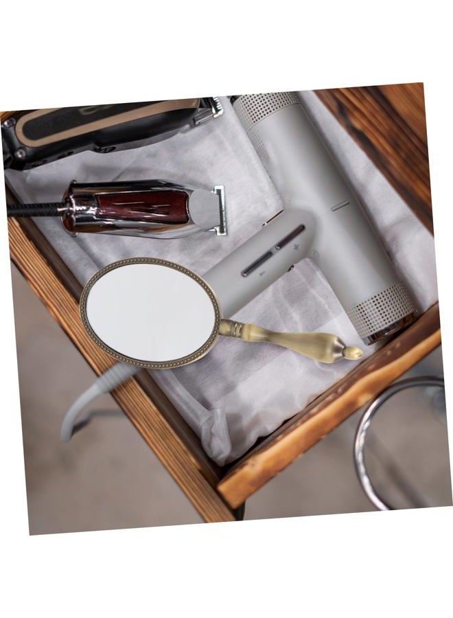 Beaupretty Vintage Handheld Mirror Vanity Hand Mirror Metal Handle Mirror Portable Mirror with Handle for Travel Bathroom Desk Makeup Beauty Grooming Shaving Mirror - Image 2