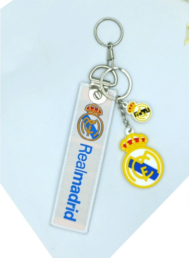 Double-sided PVC Soft Rubber Keychain D Buckle Webbing Royal Madrid