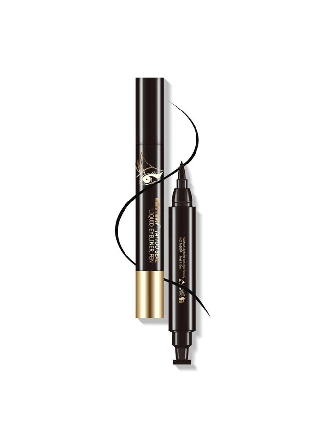 Music Flower ختم كحل - كحل سائل، كحل مقاوم للماء بختم جناحي، كحل أسود، يدوم طويلاً، مقاوم للتلطخ، يجف بسرعة، قلم مكياج عيون قطة، 10 مم - Image 1