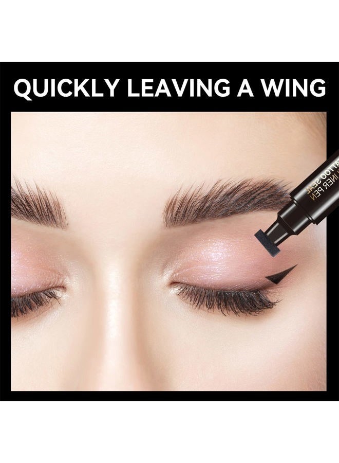 Music Flower ختم كحل - كحل سائل، كحل مقاوم للماء بختم جناحي، كحل أسود، يدوم طويلاً، مقاوم للتلطخ، يجف بسرعة، قلم مكياج عيون قطة، 10 مم - Image 3