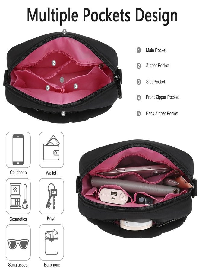 E-Tree Small Crossbody Bag for Women, Puffer Cross Body Purse, Nylon Quilted Shoulder Handbag with Multiple Pocket Black - Image 3