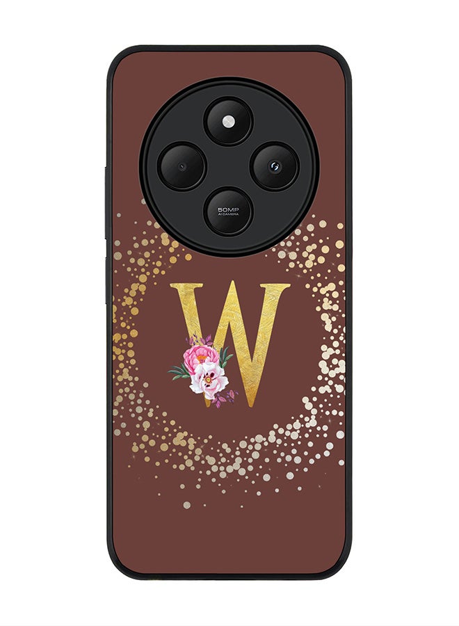 Stylizedd For Xiaomi Poco C75 Case,Slim fit Camera Protection, Shockproof Thin Phone cover - Custom Monogram Floral - W (Brown ) - Image 1
