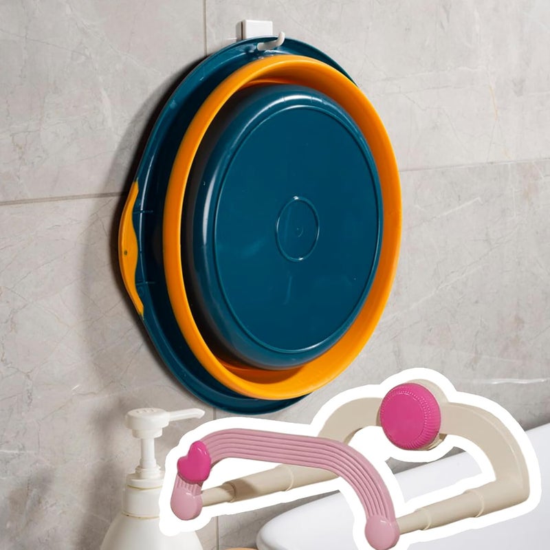 No Punch Shower Hanger - Washbasin Wall Holder, Non-Slip Storage Solution for Kitchen Bathroom Toilet Bathtub Bedroom, Suction PP Organizer for Towels Clothes Accessories | Easy Install Home Tool - Image 3