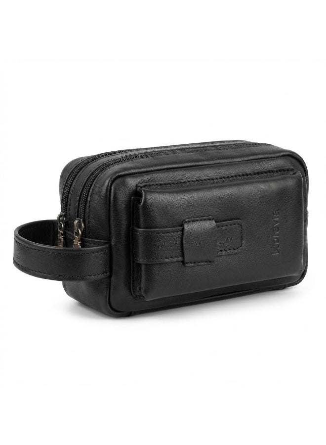 MOTEVIA Men's Genuine Leather High Quality Handbag – Durable Material and High Quality Inner Lining – Three Zipper Pockets with Independent Phone Case - Image 1