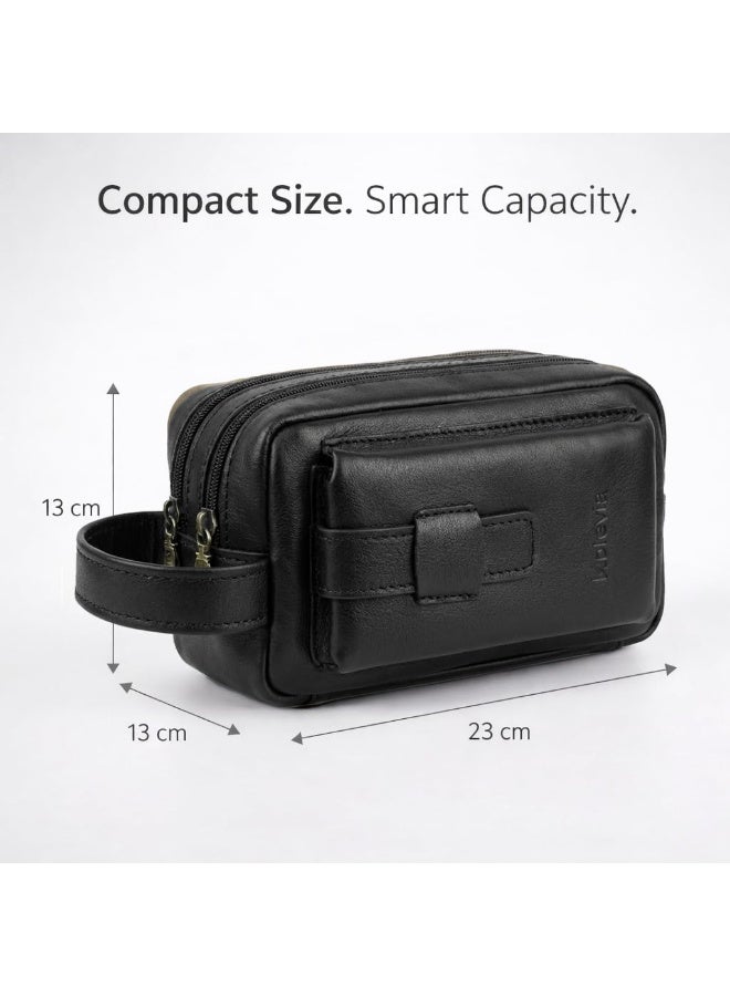 MOTEVIA Men's Genuine Leather High Quality Handbag – Durable Material and High Quality Inner Lining – Three Zipper Pockets with Independent Phone Case - Image 4