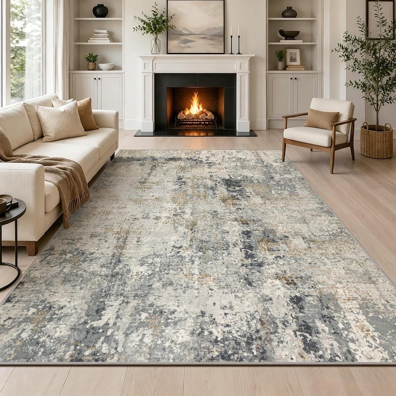 Capslpad 160 x 230 cm Modern Abstract Rug Living Room Non-Slip Rug Short Pile Faux Wool Bedroom Rug Lightweight Washable Minimalist Floor Mat for Living Room - Image 1