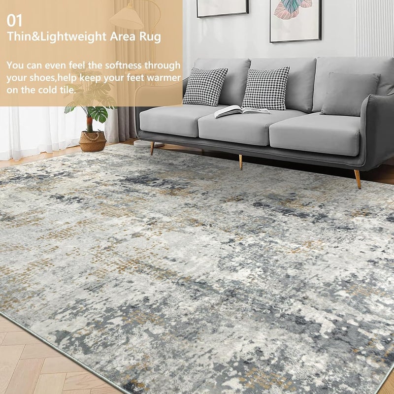 Capslpad 160 x 230 cm Modern Abstract Rug Living Room Non-Slip Rug Short Pile Faux Wool Bedroom Rug Lightweight Washable Minimalist Floor Mat for Living Room - Image 2