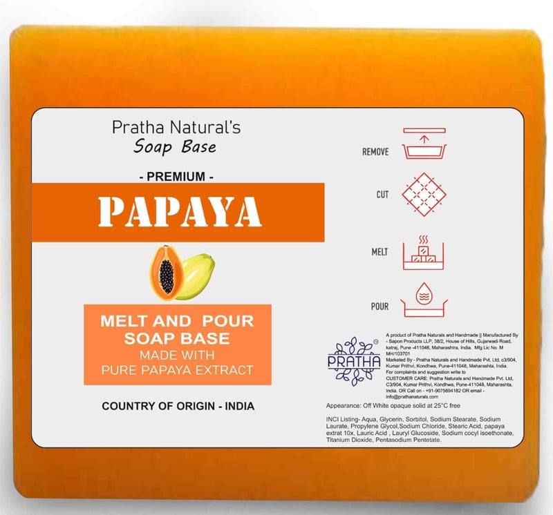 Pratha Naturals soap base  papaya  melt and pour soap base  1KG - Image 1