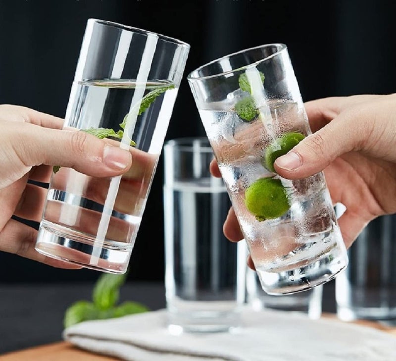 FINSTER Premium Jug With Glass Set - Crystal Glasses (6 Pieces, 300ml) and Water/Juice Jug (1.3 Liter) - Highball Glass Set for Dining Table, Transparent - Image 4